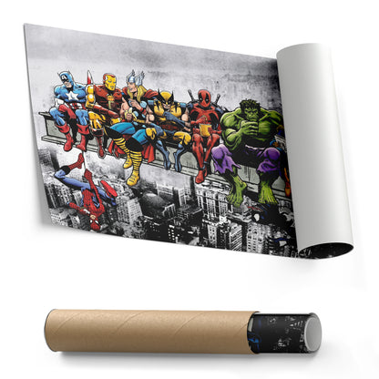 Marvel Superheroes Lunch Atop a Skyscraper Canvas Wall Art