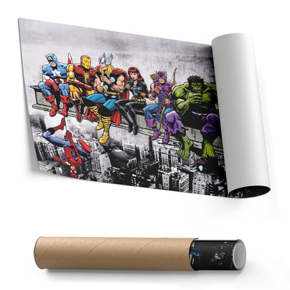Marvel Avengers Lunch Atop a Skyscraper Canvas Wall Art