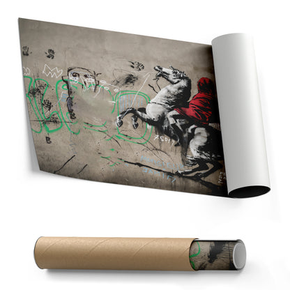 Banksy 'Napoleon on Horse' Canvas Print - Framed Wall Art