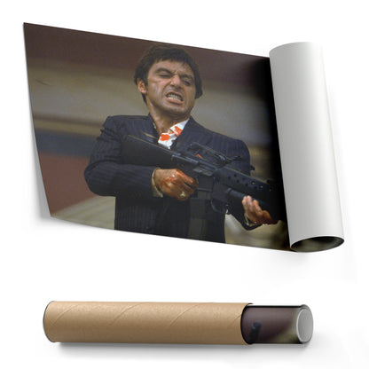 Scarface Poster – Al Pacino with Gun Canvas Wall Art Decor