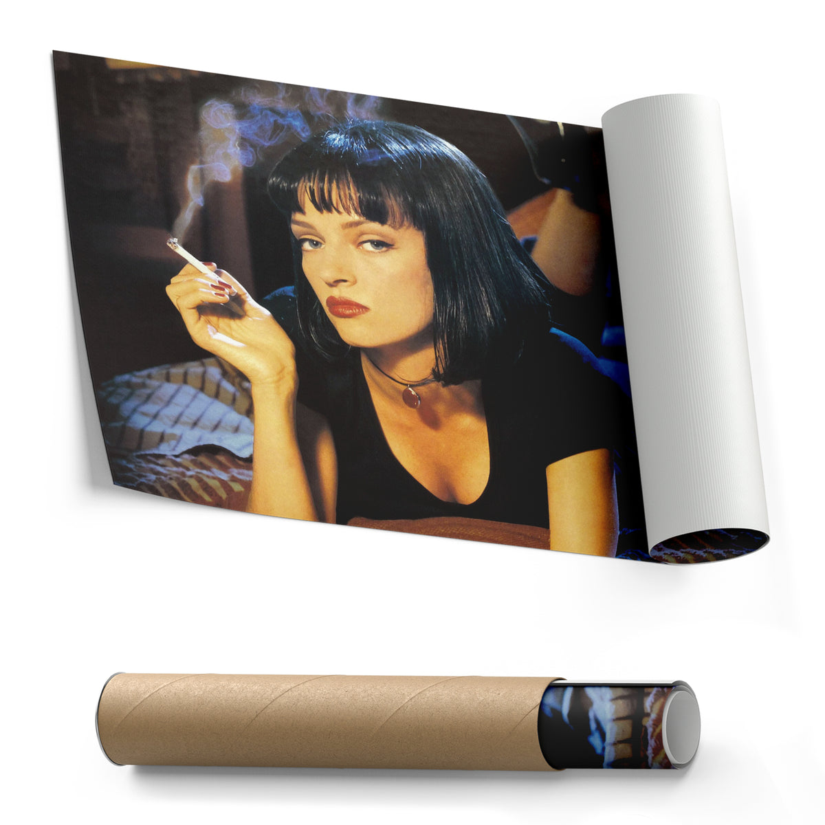 Uma Thurman Smoking Pulp Fiction Canvas Art – Legendary Movie Star Decor