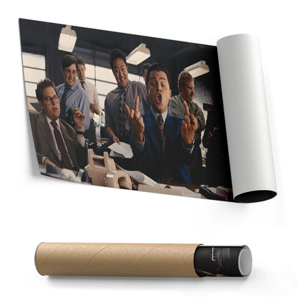 The Wolf of Wall Street 'Middle Finger' Poster – Canvas Print Wall Art Home Decor
