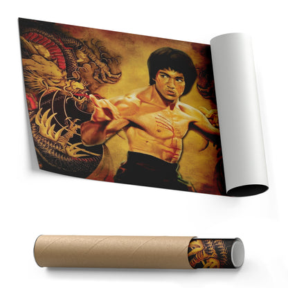Bruce Lee Martial Art Dragons Canvas Wall Art – Fighter's Legacy Decor
